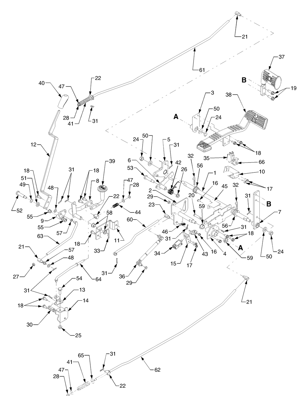 Controls Diagram and Parts List for 6284 54AD64H710-54AT64H710-54BD64H710-54BT64H710 Cub Cadet Lawn Tractor
